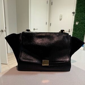 Celine Medium Trapeze black Leather Satchel